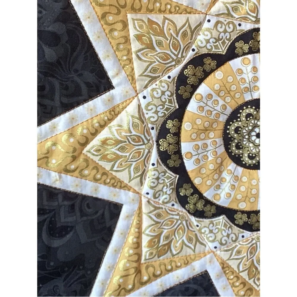 NWT. Gold and Black Star Lap Quilt